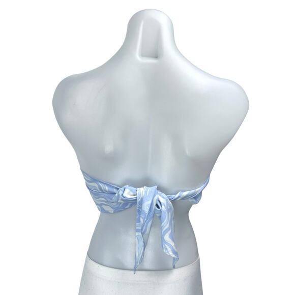 Abercrombie & Fitch Blue Marble Sleeveless Tie Back Bandeau Crop Tube Top Size S - Picture 2 of 4